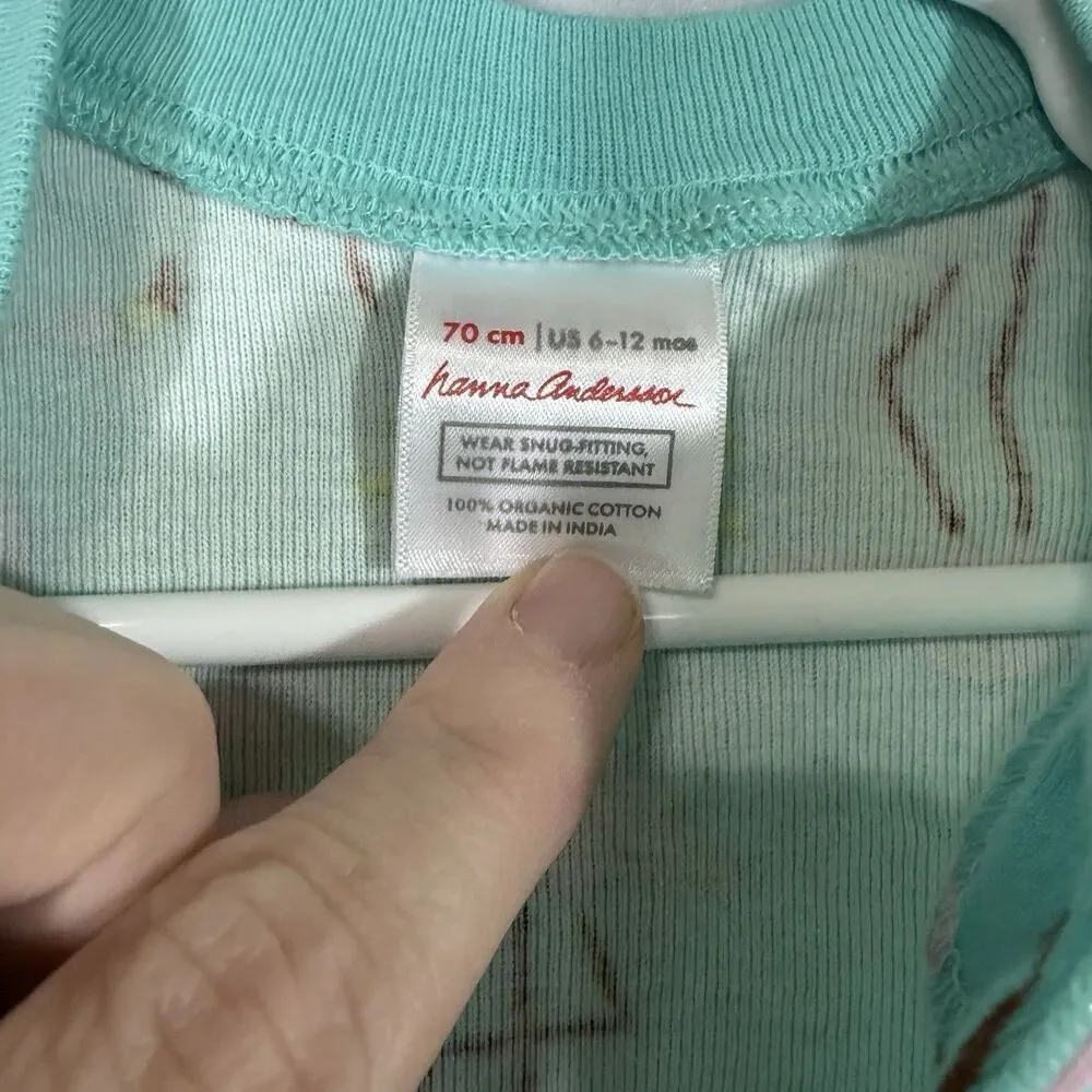 Hanna Andersson Turquoise Blue Flamingo Sunshine Zip Up Sleeper Size 70 US 6-12M